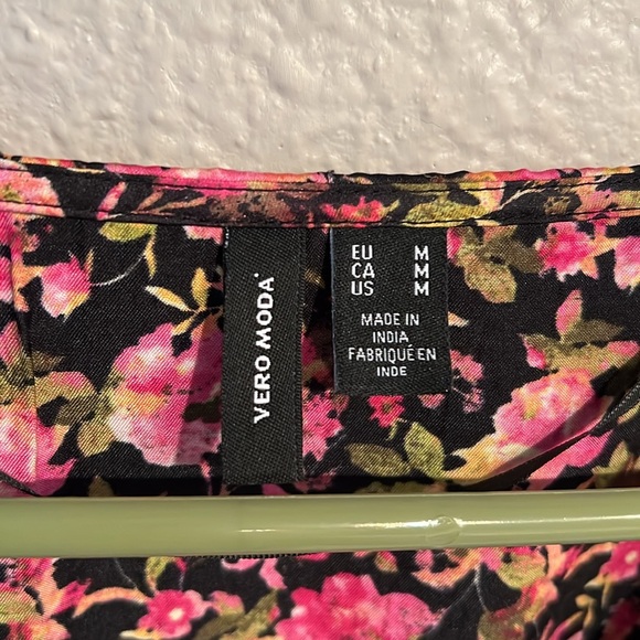 Vero Moda Elly Floral Button Front V-Neck Long Sleeve Mini Dress - Medium - Picture 4 of 8